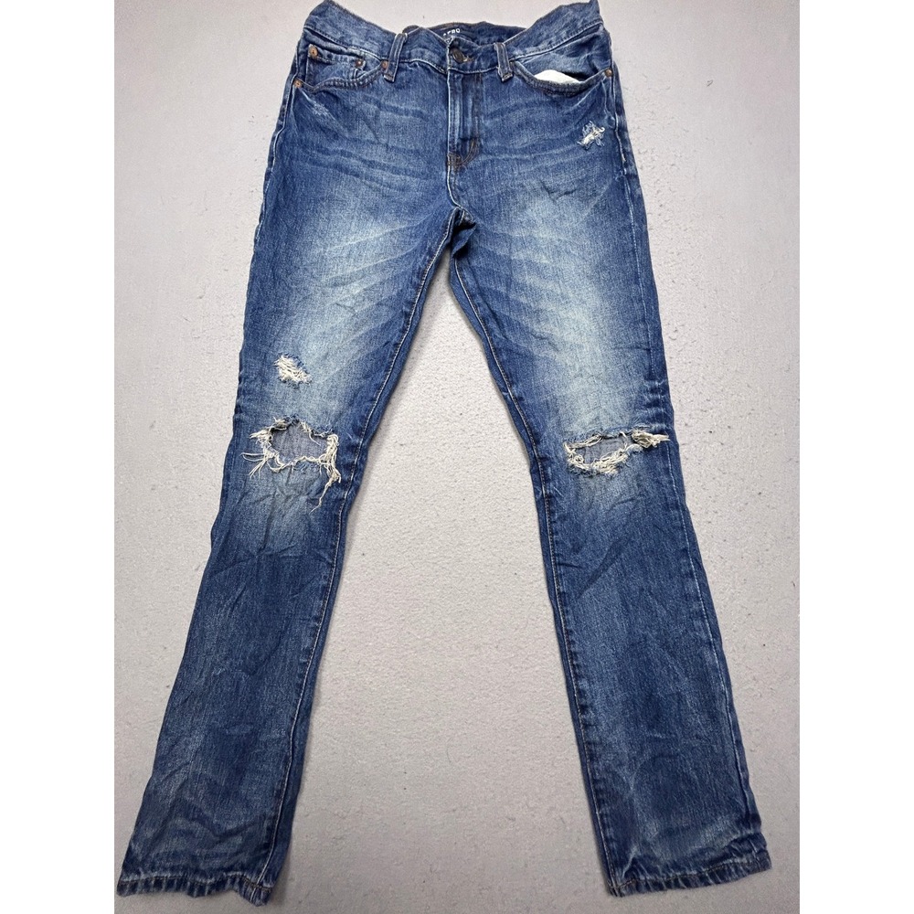 Aero Slim Straight 100% Cotton Blue Distressed 29/32 Mens
